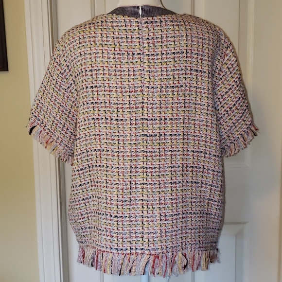 Zara Woman Tweed Multi-colored Fringe Top - Picture 6 of 16
